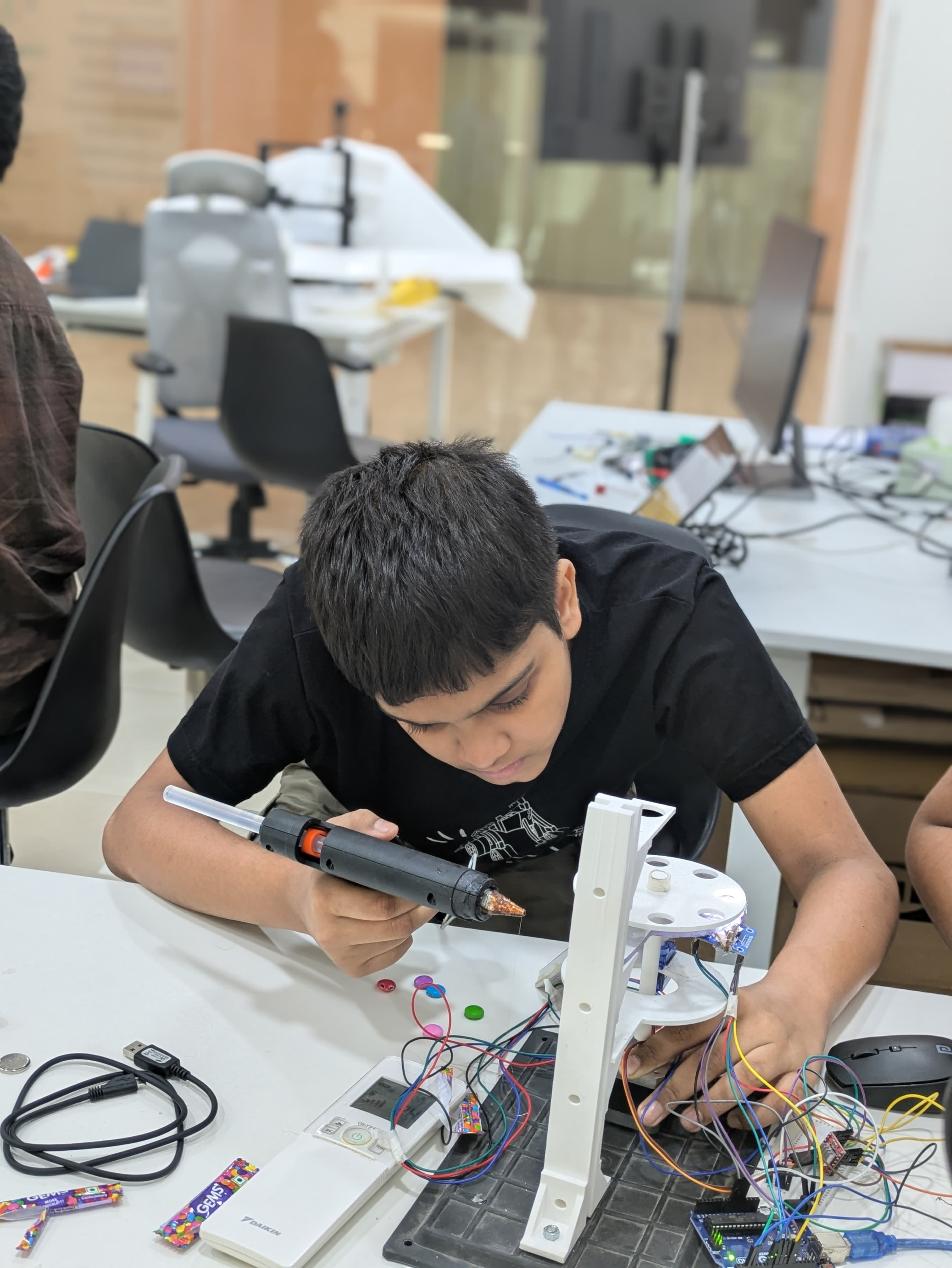 Pranav working on colour sorter